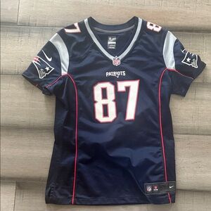 Gronkowski Womens NFL Patriots Football Navy and Silver Jersey